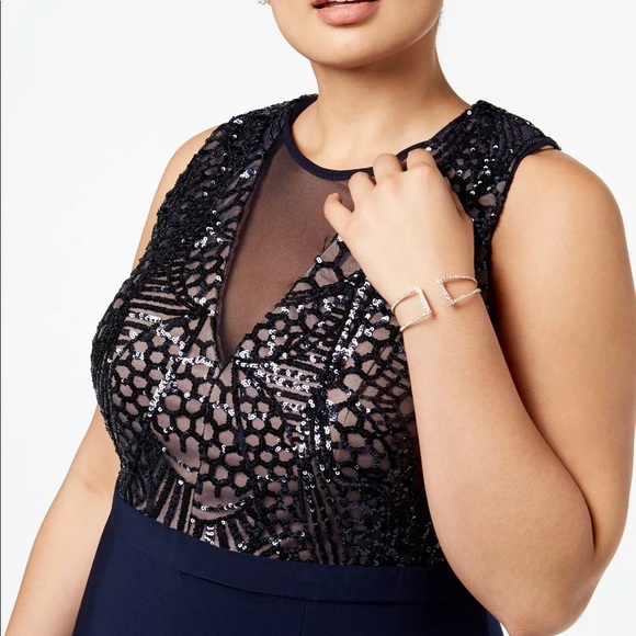 Women’s Formal Dress Plus Size 14W 18W Evening Gown Bodice Sequins NIGHTWAY NEW - Picture 3 of 9